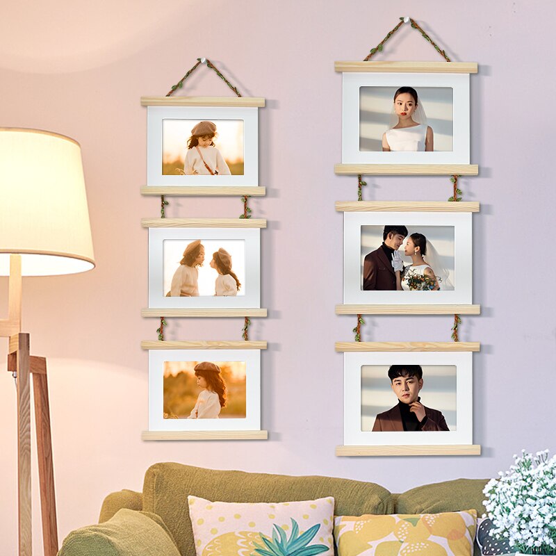 3 Connected Hanging Wooden Photo Frames by HitMyNeed