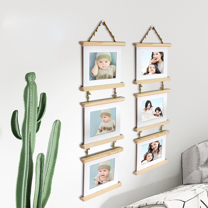 3 Connected Hanging Wooden Photo Frames by HitMyNeed