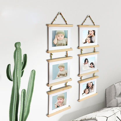 3 Connected Hanging Wooden Photo Frames by HitMyNeed