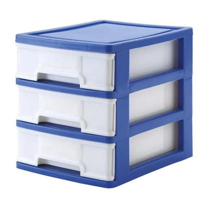 3-Drawer Desktop Storage Cabinet for Office Supplies blue by HitMyNeed
