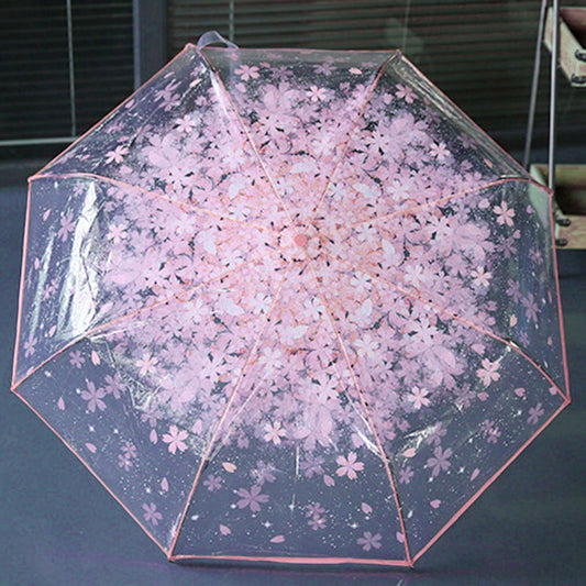 3 Fold Cherry Blossom Umbrella, Wind-Resistant Compact by HitMyNeed