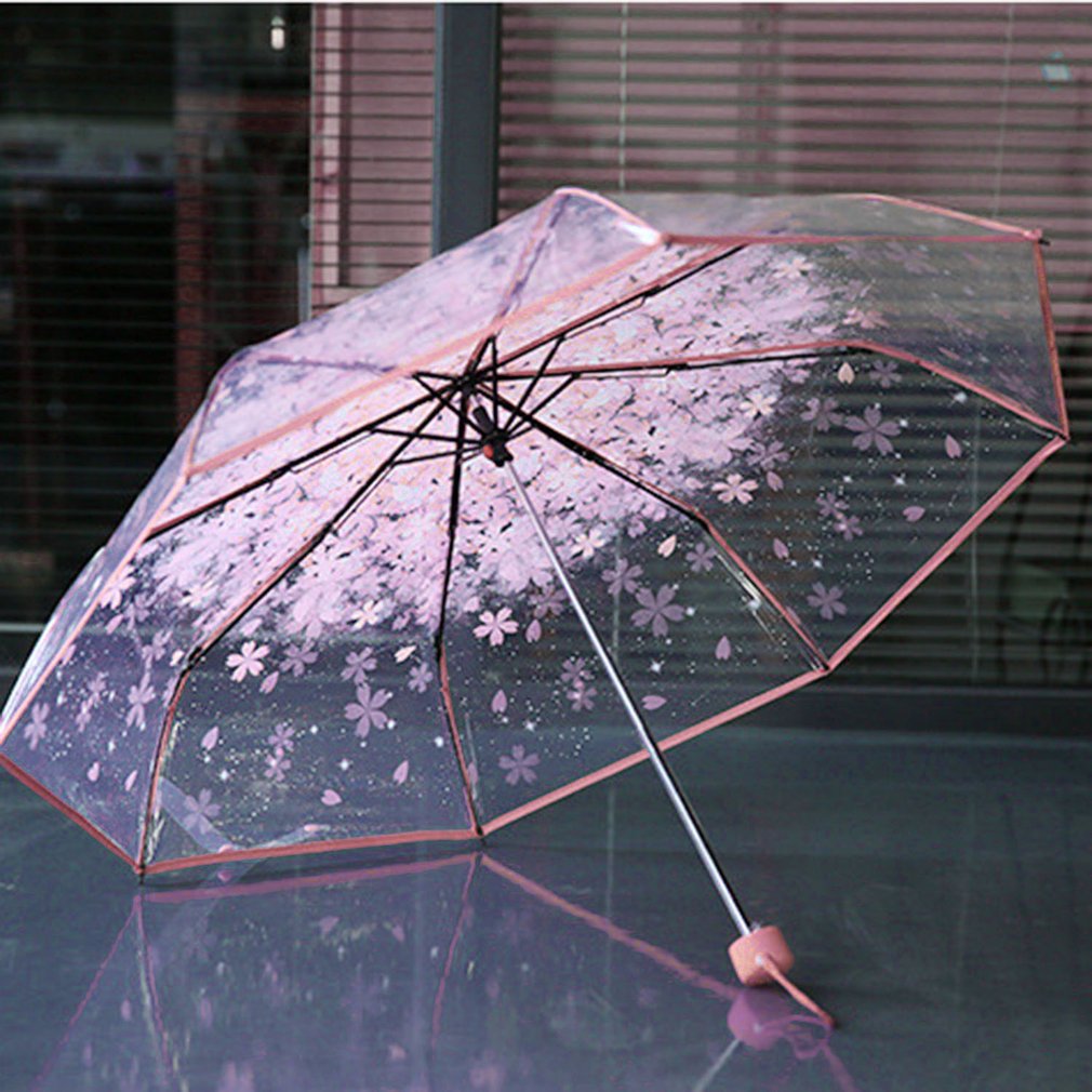 3 Fold Cherry Blossom Umbrella, Wind-Resistant Compact by HitMyNeed