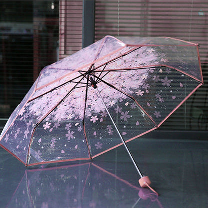 3 Fold Cherry Blossom Umbrella, Wind-Resistant Compact by HitMyNeed