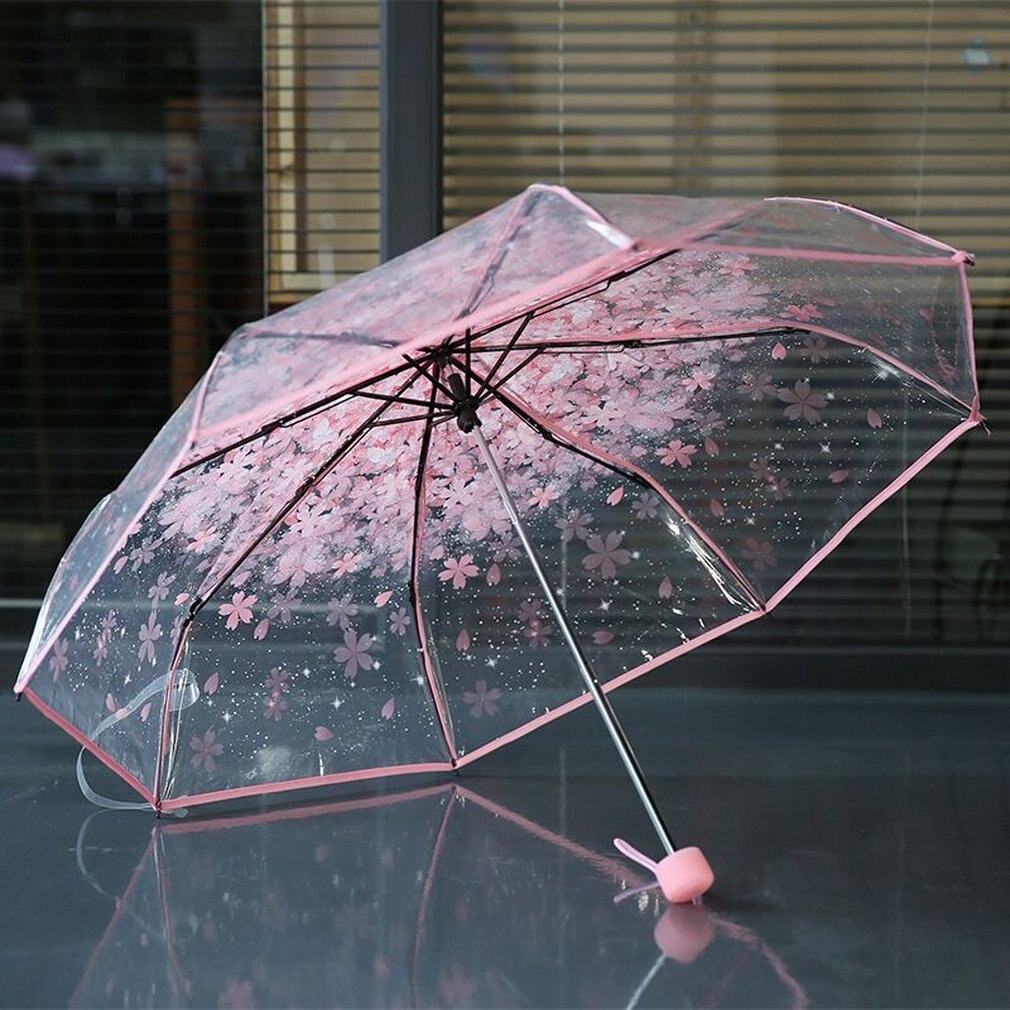 3 Fold Cherry Blossom Umbrella, Wind-Resistant Compact by HitMyNeed
