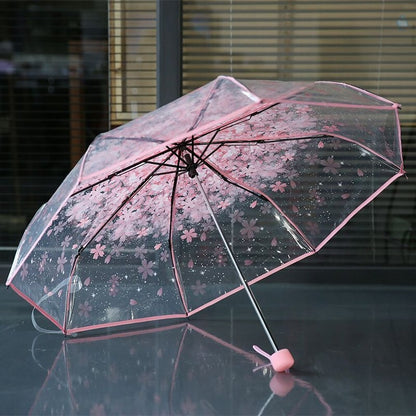 3 Fold Cherry Blossom Umbrella, Wind-Resistant Compact by HitMyNeed