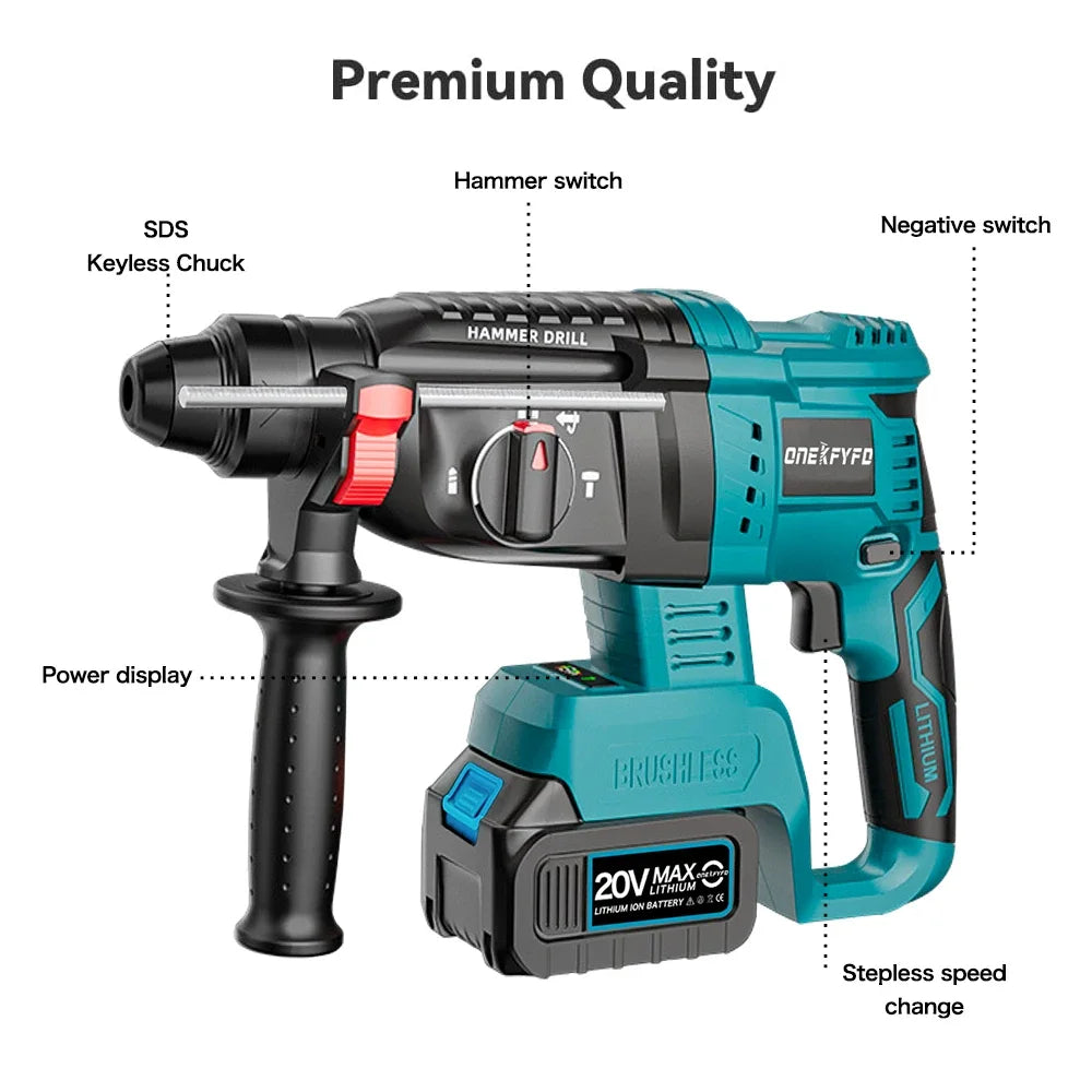 3-in-1 21V Brushless Cordless Impact Hammer Drill by HitMyNeed