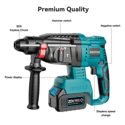 3-in-1 21V Brushless Cordless Impact Hammer Drill by HitMyNeed