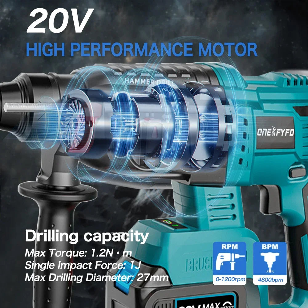 3-in-1 21V Brushless Cordless Impact Hammer Drill by HitMyNeed
