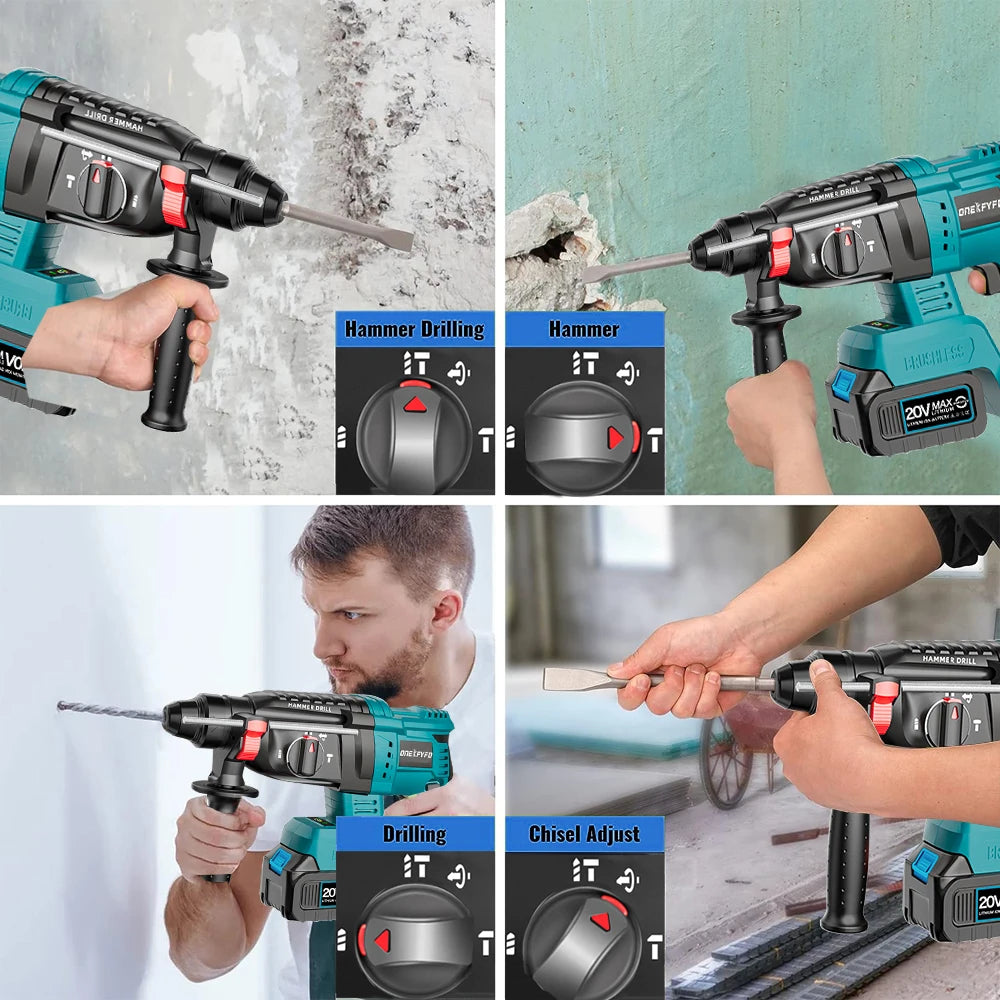 3-in-1 21V Brushless Cordless Impact Hammer Drill by HitMyNeed