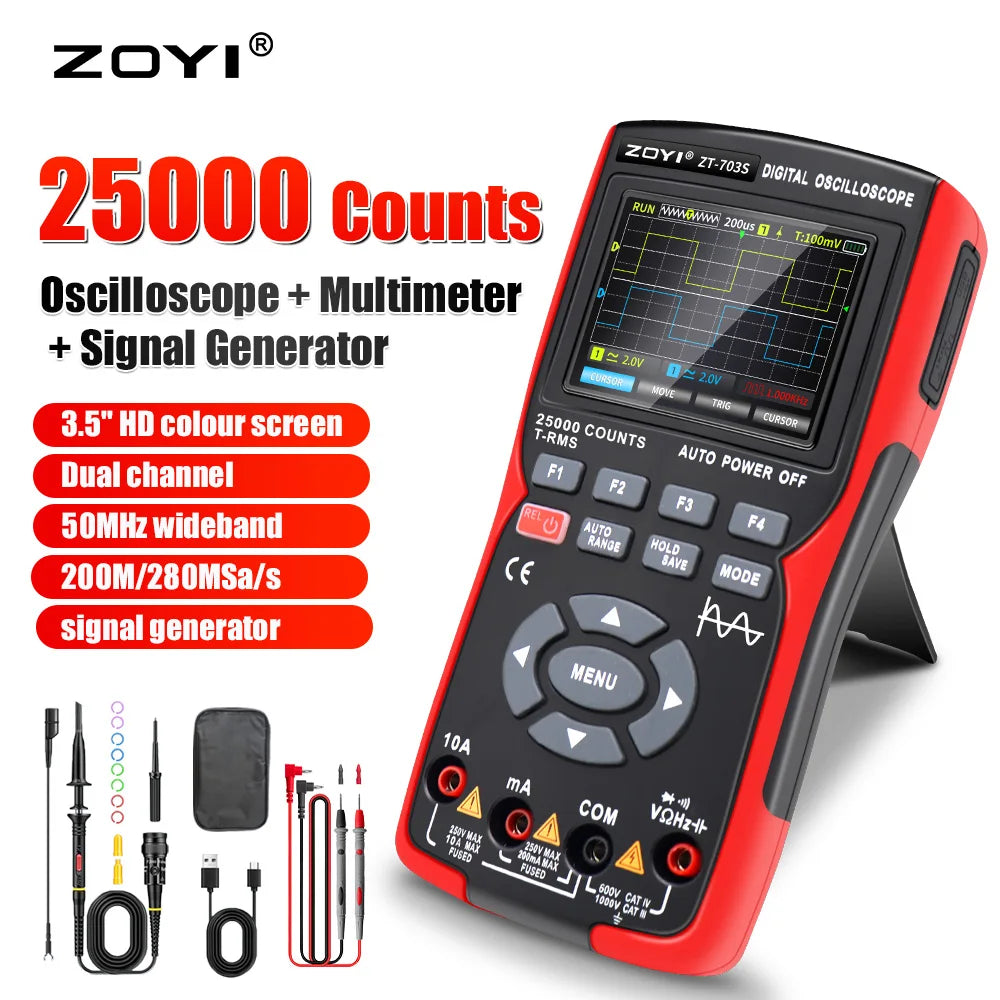 3-in-1 50MHz Digital Multimeter & Oscilloscope by HitMyNeed