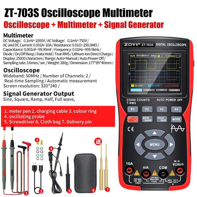 3-in-1 50MHz Digital Multimeter & Oscilloscope by HitMyNeed