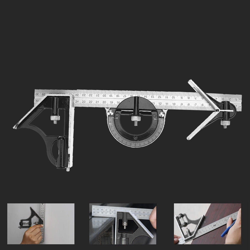 3-in-1 Adjustable Combination Ruler, Square & Protractor by HitMyNeed
