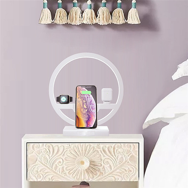 3-in-1 Apple Wireless Charger with Dimmable Night Lamp by HitMyNeed