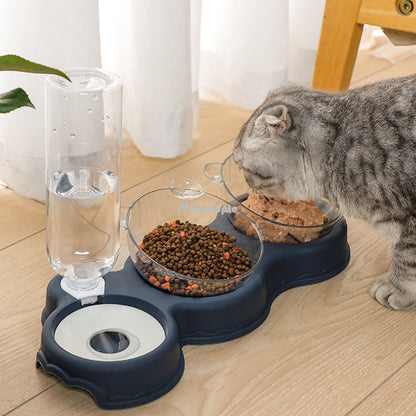 3-in-1 Cat & Dog Bowl with Water Fountain Stand by HitMyNeed