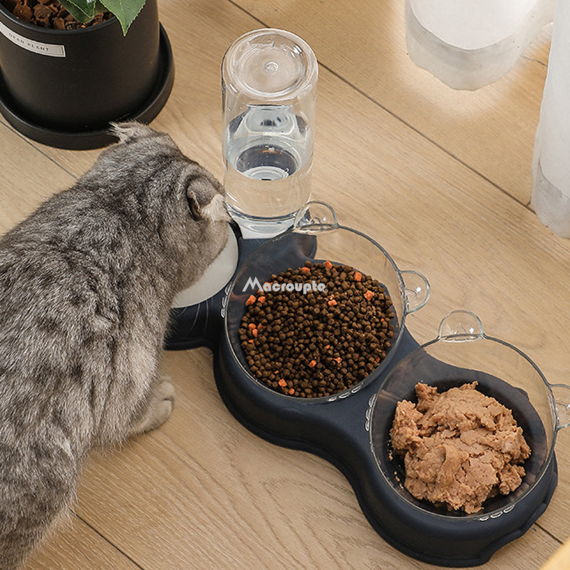 3-in-1 Cat & Dog Bowl with Water Fountain Stand by HitMyNeed