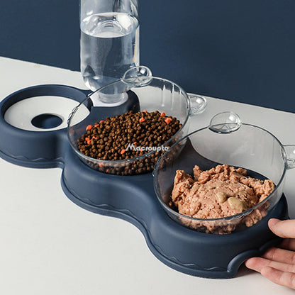 3-in-1 Cat & Dog Bowl with Water Fountain Stand by HitMyNeed