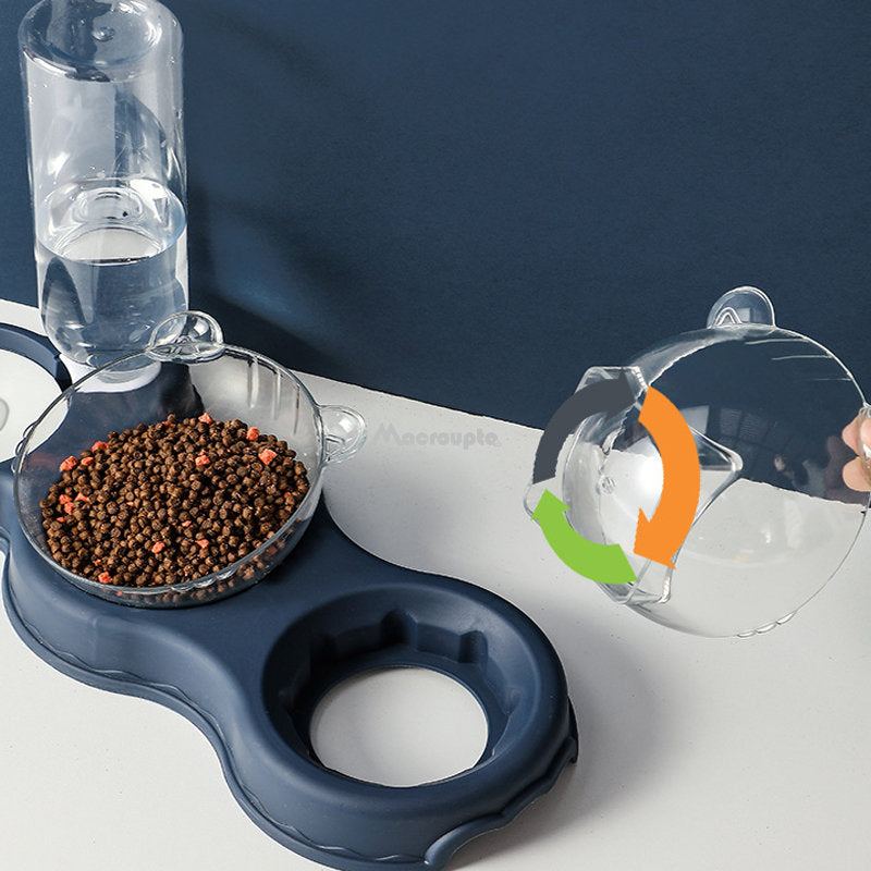 3-in-1 Cat & Dog Bowl with Water Fountain Stand by HitMyNeed