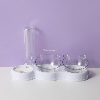 3-in-1 Cat & Dog Bowl with Water Fountain Stand white by HitMyNeed