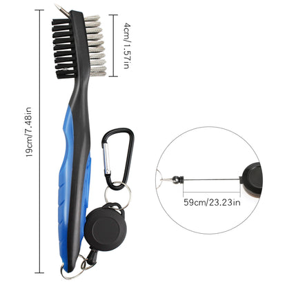 3-in-1 Golf Club Cleaning Brush & Groove Cleaner with Retractable Zip-Line by HitMyNeed