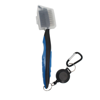 3-in-1 Golf Club Cleaning Brush & Groove Cleaner with Retractable Zip-Line brush-w-lid-blue by HitMyNeed