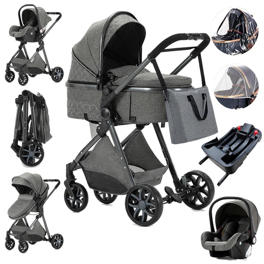 3-in-1 High Landscape Baby Stroller & Carrier deepgrey by HitMyNeed