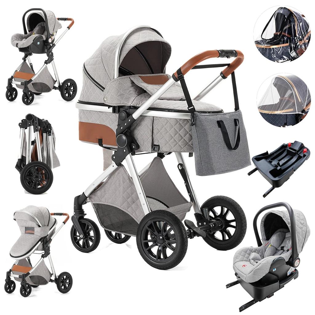 3-in-1 High Landscape Baby Stroller & Carrier lightgrey by HitMyNeed