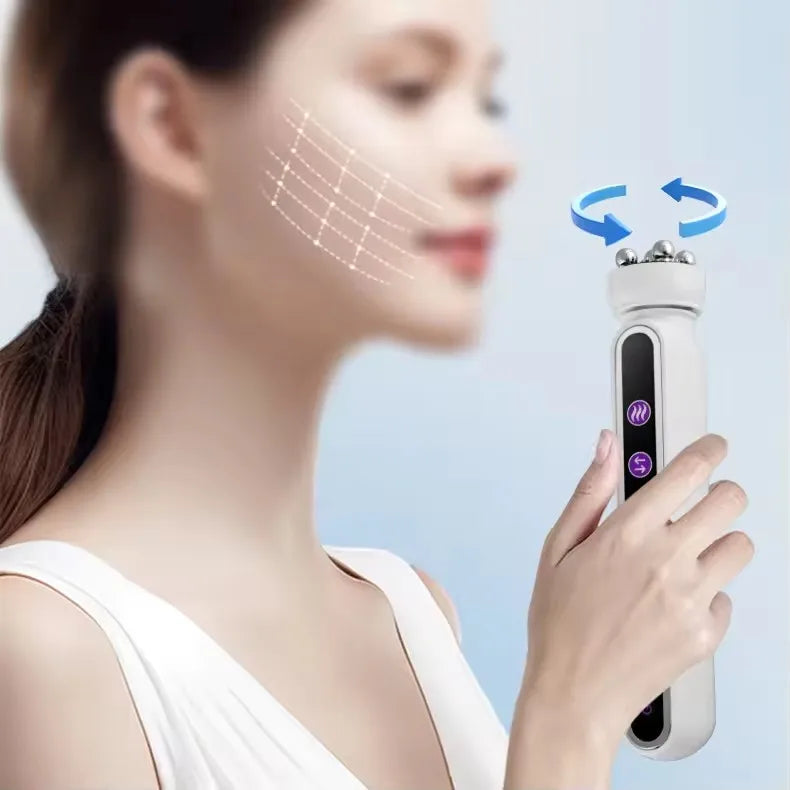 3-in-1 RF Heating EMS 360° Facial Roller Massager by HitMyNeed