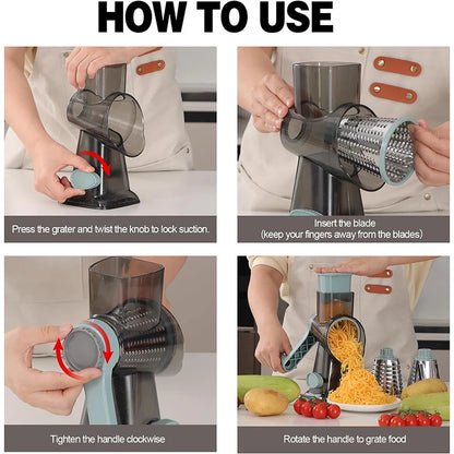 3 in 1 Rotary Cheese Grater & Vegetable Slicer by HitMyNeed