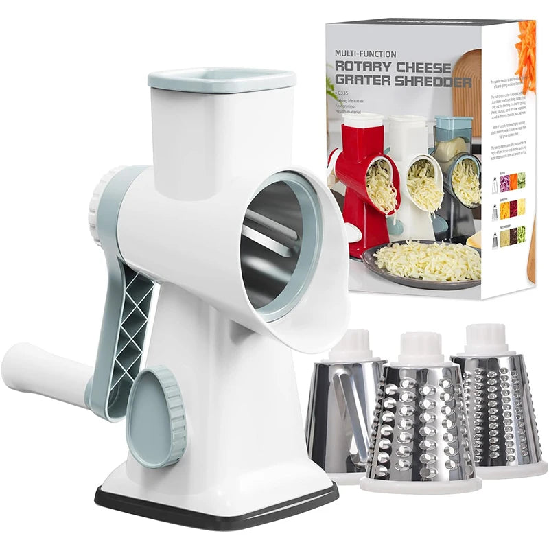 3 in 1 Rotary Cheese Grater & Vegetable Slicer white by HitMyNeed