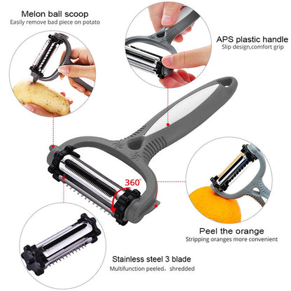 3-in-1 Rotating Vegetable Peeler and Slicer Tool by HitMyNeed