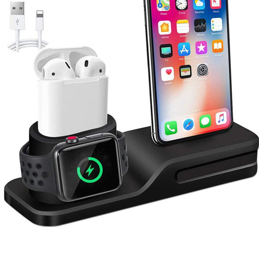 3-in-1 Silicone Charging Dock for iPhone, Watch & AirPods by HitMyNeed