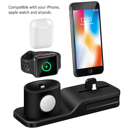 3-in-1 Silicone Charging Dock for iPhone, Watch & AirPods by HitMyNeed