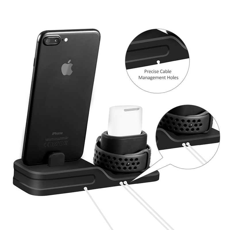 3-in-1 Silicone Charging Dock for iPhone, Watch & AirPods by HitMyNeed