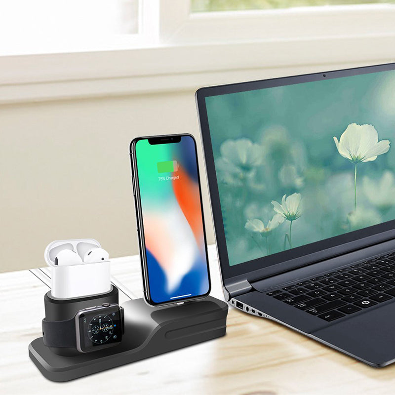 3-in-1 Silicone Charging Dock for iPhone, Watch & AirPods by HitMyNeed