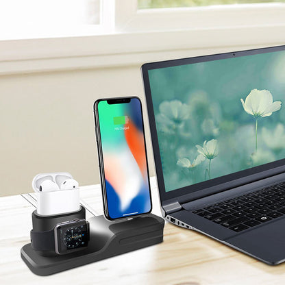 3-in-1 Silicone Charging Dock for iPhone, Watch & AirPods by HitMyNeed
