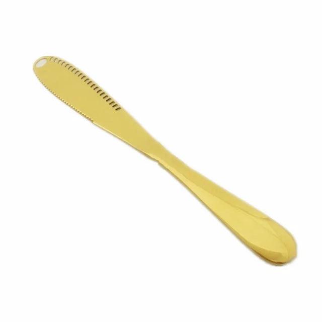 3-in-1 Stainless Steel Butter & Cheese Spreader Knife gold by HitMyNeed
