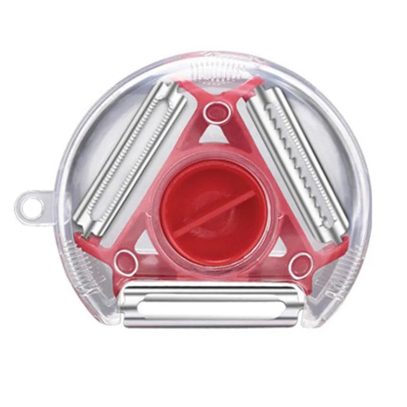 3-in-1 Stainless Steel Magic Trio Peeler Set red by HitMyNeed