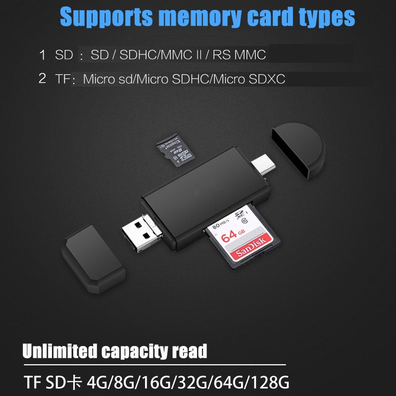 3-in-1 USB Type-C OTG Card Reader and Adapter by HitMyNeed