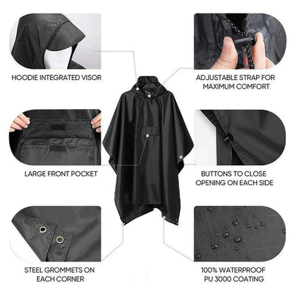 3-in-1 Waterproof Military Outdoor Rain Poncho by HitMyNeed