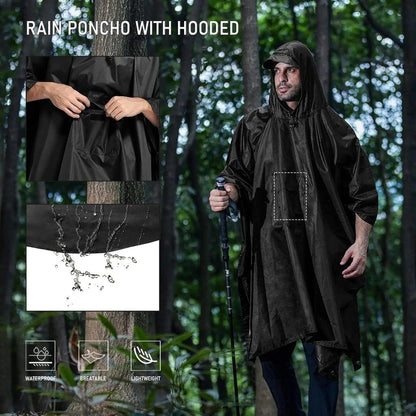 3-in-1 Waterproof Military Outdoor Rain Poncho by HitMyNeed
