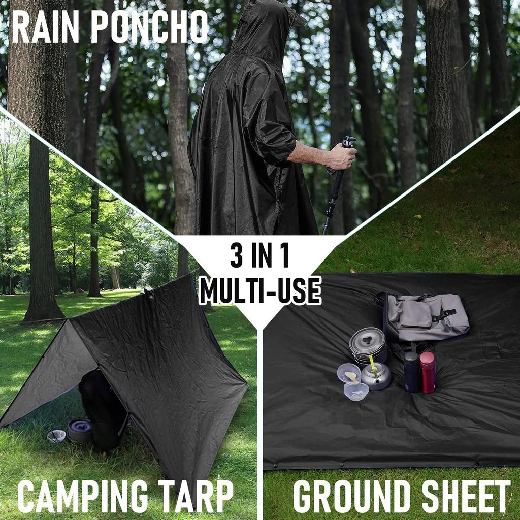 3-in-1 Waterproof Military Outdoor Rain Poncho by HitMyNeed