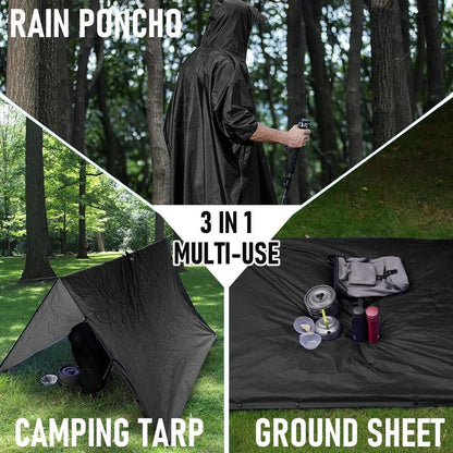 3-in-1 Waterproof Military Outdoor Rain Poncho by HitMyNeed