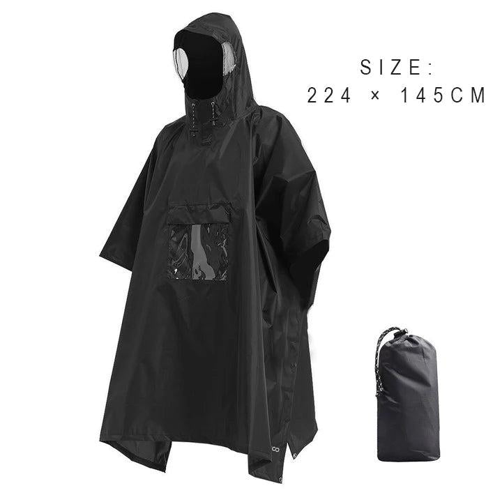3-in-1 Waterproof Military Outdoor Rain Poncho black-2 by HitMyNeed