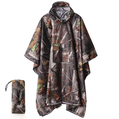 3-in-1 Waterproof Military Outdoor Rain Poncho forest-camouflage by HitMyNeed