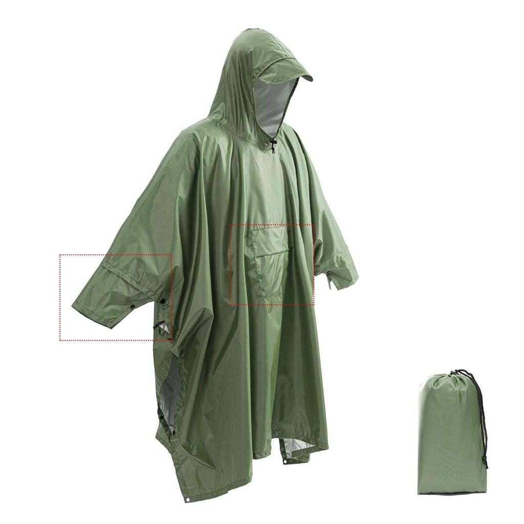 3-in-1 Waterproof Military Outdoor Rain Poncho new-army-green-2 by HitMyNeed