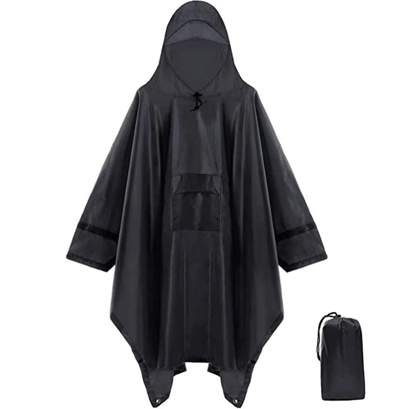 3-in-1 Waterproof Military Outdoor Rain Poncho new-black by HitMyNeed