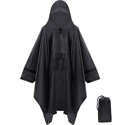 3-in-1 Waterproof Military Outdoor Rain Poncho new-black by HitMyNeed