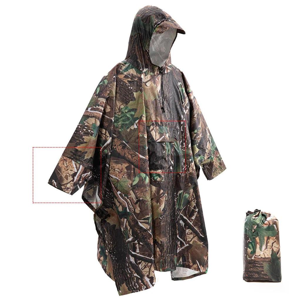 3-in-1 Waterproof Military Outdoor Rain Poncho new-leaf-camouflage by HitMyNeed