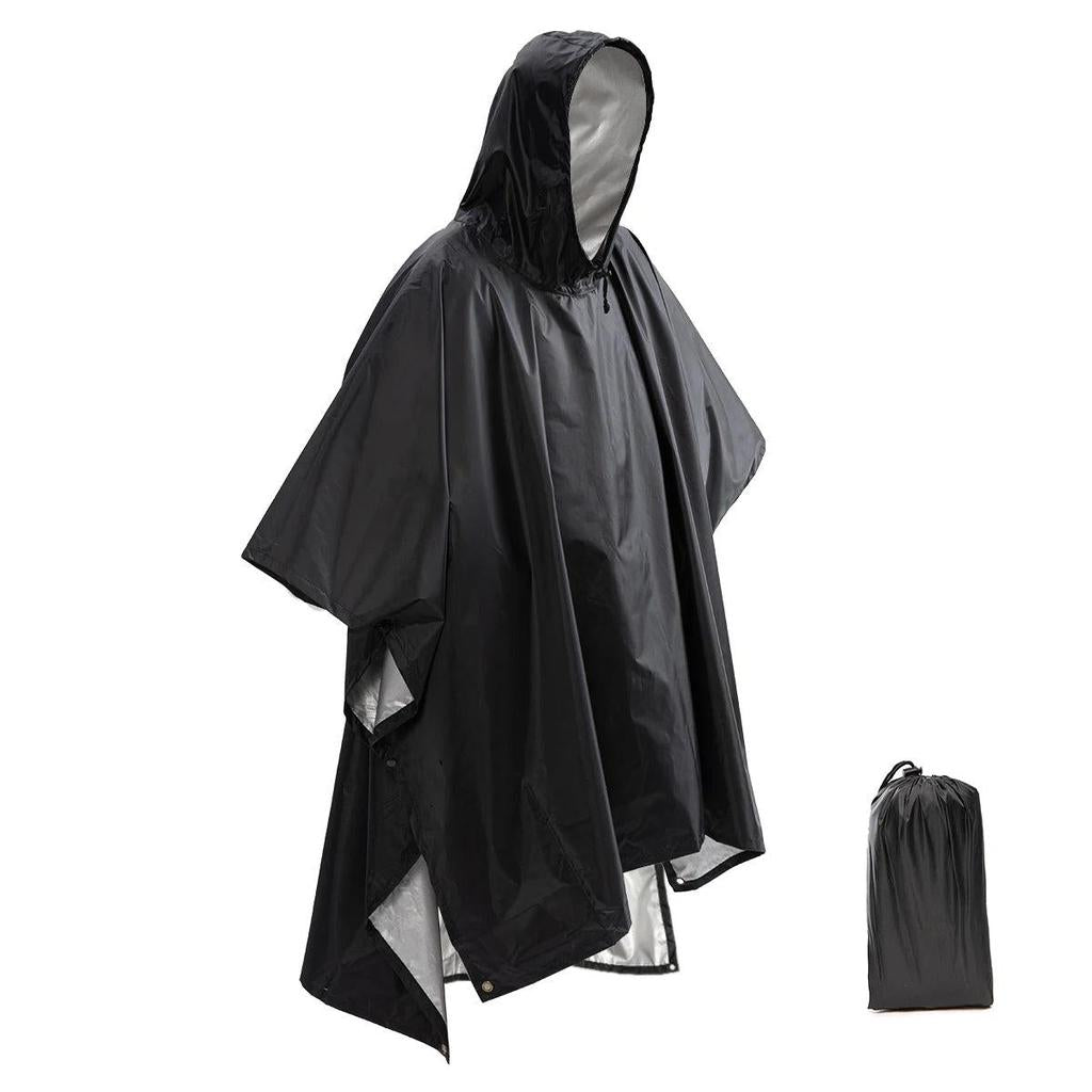 3-in-1 Waterproof Military Outdoor Rain Poncho old-black by HitMyNeed