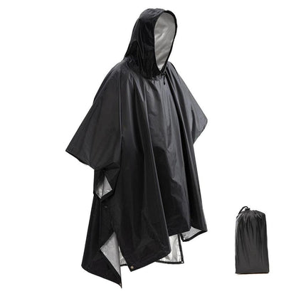 3-in-1 Waterproof Military Outdoor Rain Poncho old-black by HitMyNeed